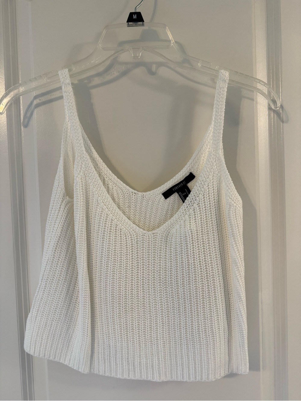 Forever 21 White Knit V-Neck Tank Top